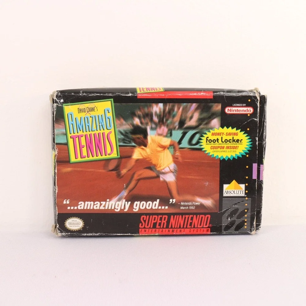 David Crane's Amazing Tennis Game Cartridge Open Box Super Nintendo SNES SNS-006